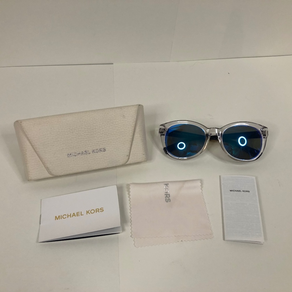 Michael Kors (MK6019) Champagne Beach Clear Frame, Blue Mirror lens Sunglasses
